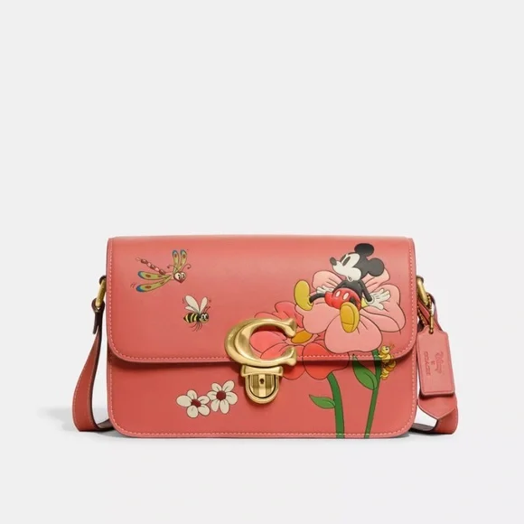 NWT Disney X Coach Studio Shoulder Bag With Mickey Mouse And Flowers CH413 - Picture 14 of 15